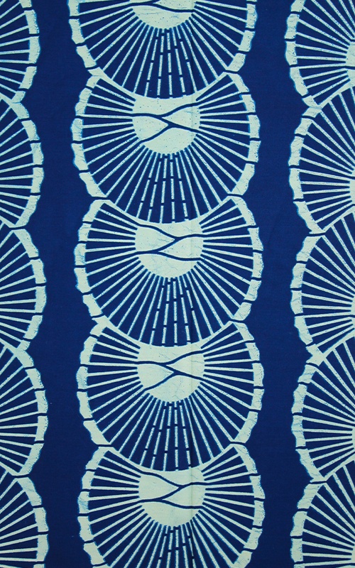 TESSUTO WAX PRINT BLU INDIGO, MOTIVO DEL SOLE