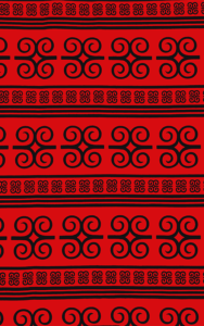 TESSUTO WAX PRINT ROSSO CON SIMBOLI ADINKRA