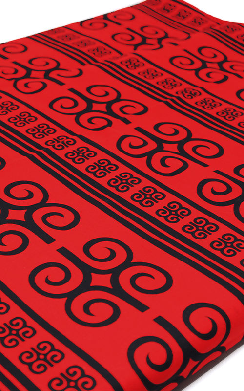 TESSUTO WAX PRINT ROSSO CON SIMBOLI ADINKRA, DETTAGLI